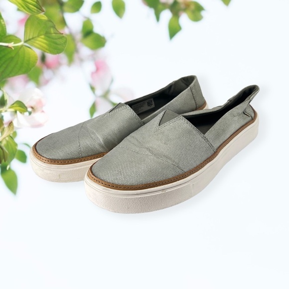 TOMS Silver Slip Ons - Picture 4 of 10